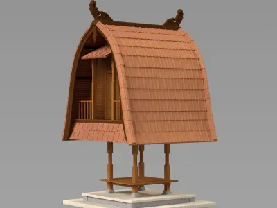 Jineng Balinese Rice Barn Architecture 3D model