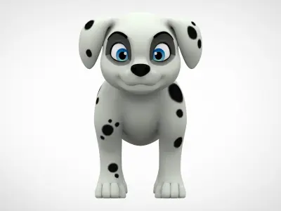 Dalmatian Puppy Low-poly 3D model