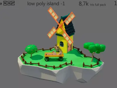 island 1 windmill Low-poly 3D model