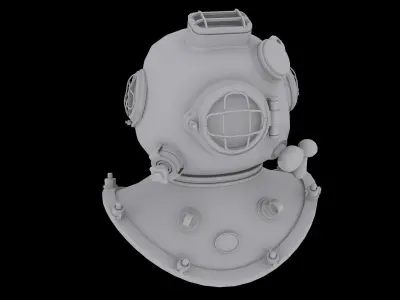 Underwater Diving Helmet Low-poly 3D model