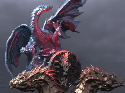 Great Wyvern Arthurian Dragon Statue Collection 3 3D model