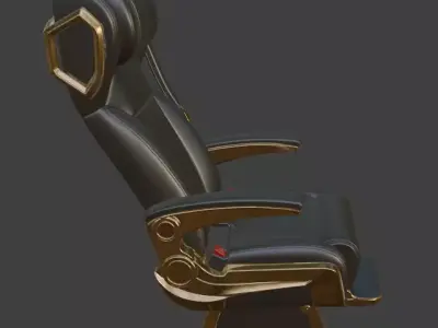 Luxury VIP Aircraft Seat Black Leather Gold 3D Model 3D model