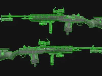 Springfield M1A Super Match - M14 Rifle Pack - Game Asset Low-poly 3D model