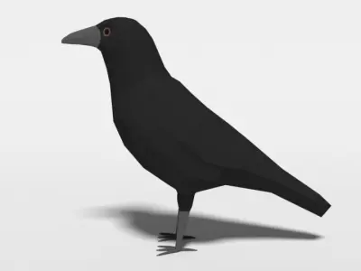 Low Poly Cartoon Crow Low-poly 3D model