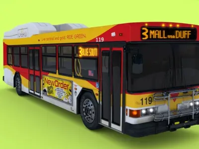 Detailed 3D City Bus with Interior  Low-poly 3D model