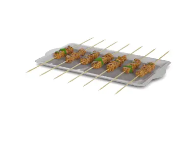 Dried meats Chicken Satay Skewers 3D model