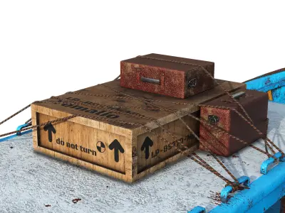 Old Boat low poly PBR texture Low-poly 3D model Low-poly 3D model