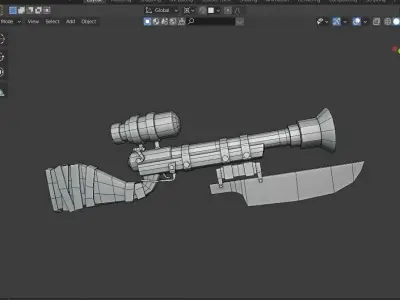 Stylized shotgun for game Low-poly 3D model