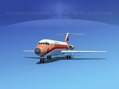 Douglas DC-9-15 PSA 3D model