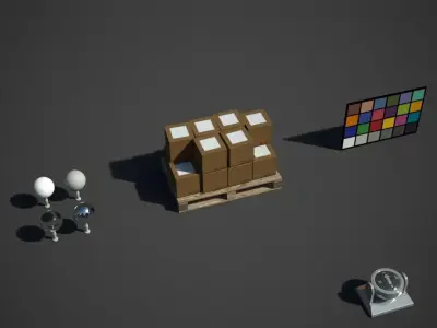Boxes of tile on a wooden pallet Low-poly 3D model