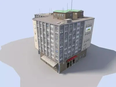 commercial city building Low-poly 3D model