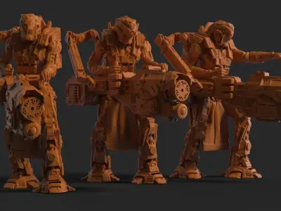 Infantry Kolass Chaingun Squad 3D Model Print 3D print model