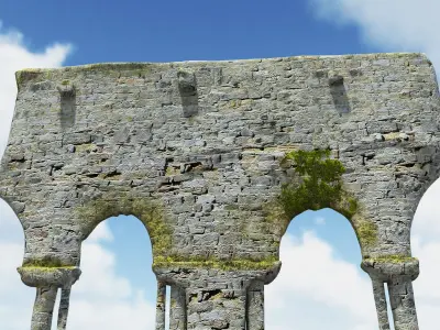 English Castle Ruin 4 Low-poly 3D model