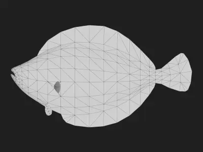 Flat fish Low-poly 3D model