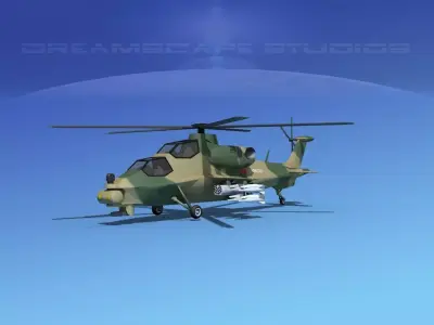 WZ-10 Attack Helicopter V03 Low-poly 3D model
