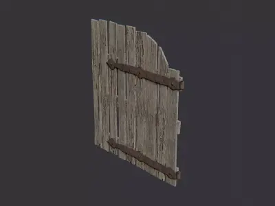 Weathered wooden arch gate exterior entrance Low-poly 3D model