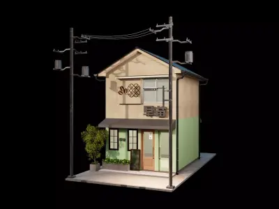 Japan Coffee Shop Store Front 3D model