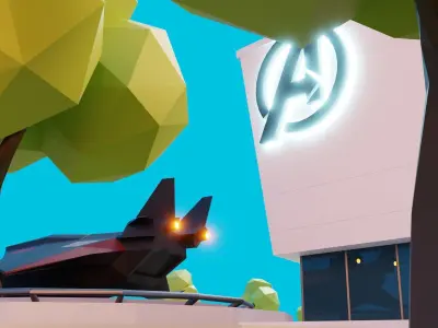 Cartoon Avengers base Scene 3D model