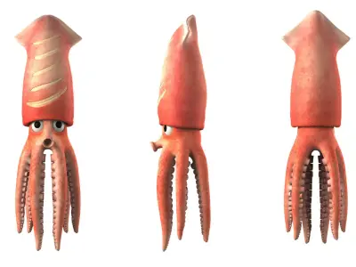 The grilled Squid rigged   3D model