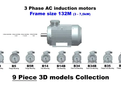 3 Phase AC induction motors - Frame size 132M 3D model