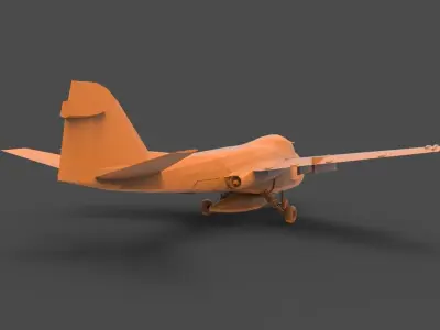 Grumman A-6 orange airplane 3D print model