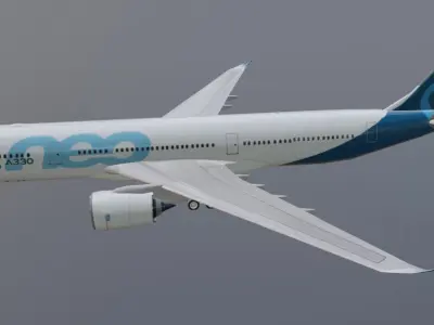 Airbus a330-900neo airbus house livery with cockpit Low-poly 3D model