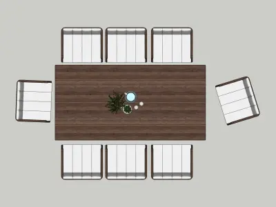 Dining Set 8 Chairs B2C Elm 3D model