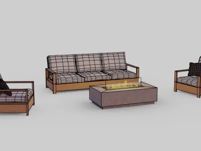 Outdoor furniture Low-poly 3D model