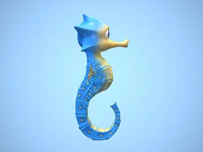 cartoon sea horse Low-poly 3D model