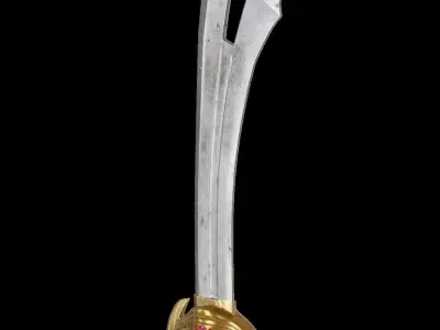 Eastern One-handed Fantasy Sword PBR Free low-poly 3D model