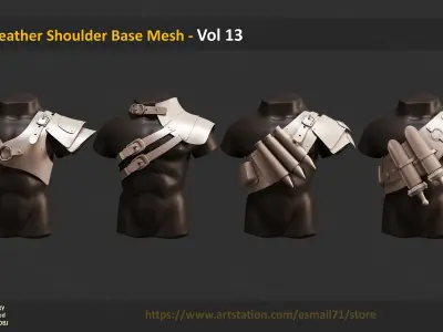 25 Leather Shoulder Base Mesh - Vol 13 Low-poly 3D model