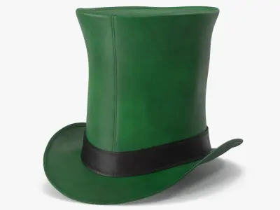 Leather Top Hat Green with Buckle v 2 3D model