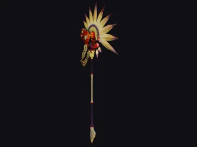 Magical Staff Magic Stick Fantasy Wand Axe Fan Game Item Low-poly 3D model