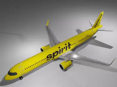 Spirit AIrlines airbus a321neo low poly 3D Model Low-poly 3D model