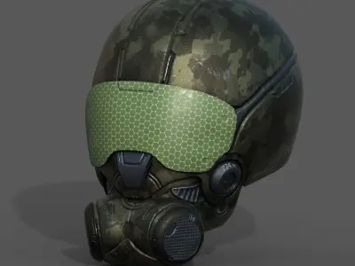 Helmet scifi combat military fantasy low poly  Low-poly 3D model