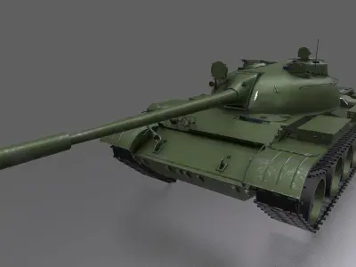 T-55 with Shells Low-poly 3D model