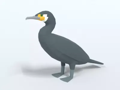Low Poly Cartoon Great Cormorant Low-poly 3D model