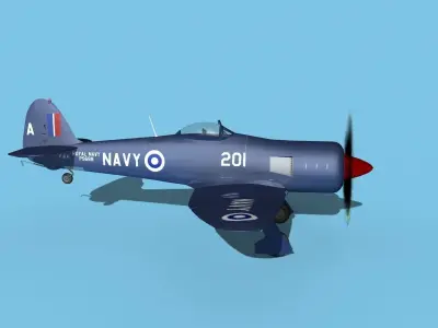 Hawker Sea Fury MKII V06 RN  3D model