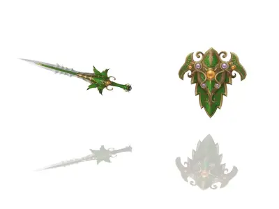 Dryad - Sword and Shield Low-poly 3D model
