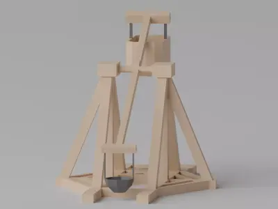 Medieval Wooden Trebuchet 3D model