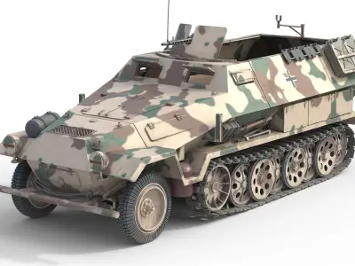 Armored Infantry Vehicle Sd Kfz 251 Low-poly 3D model