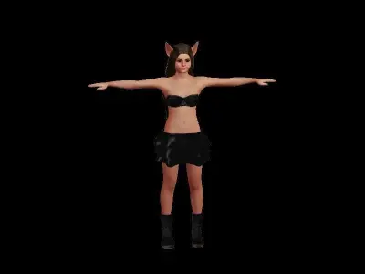 Female character pack Low-poly 3D model