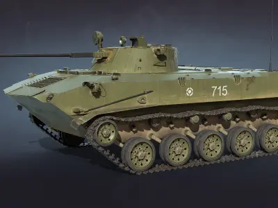 BMD-2 military tank Low-poly 3D model