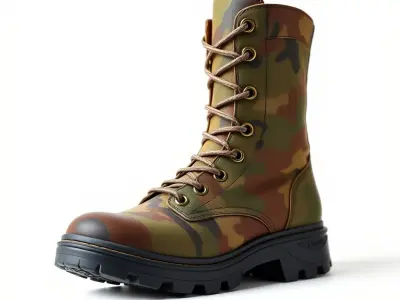 Military Tactical Boot Model Pack with Camouflage Design Low-poly 3D model