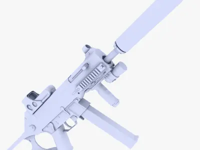 UMP 45 Submachine Gun Supressed Low-poly 3D model