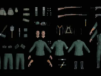 German soldier World war 2 Low-poly 3D model