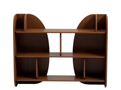 Low bookcase made of walnut wood Gorman Free low-poly 3D model