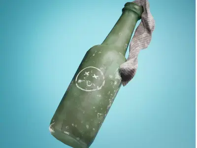 Molotov cocktail Low-poly 3D model