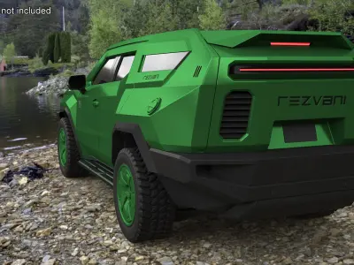 Green Rezvani Armored SUV Simplified 3D model