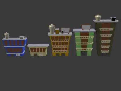  Wacky Buildings Low-poly 3D model